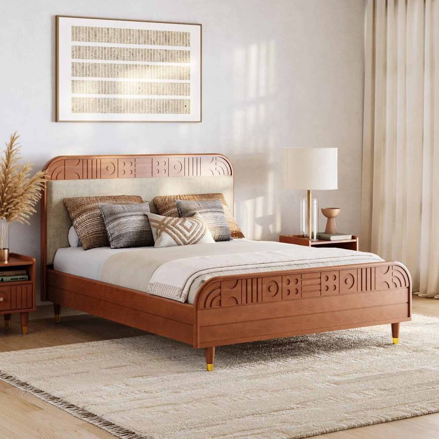 Onyx Upholstery Solid Wood Bed