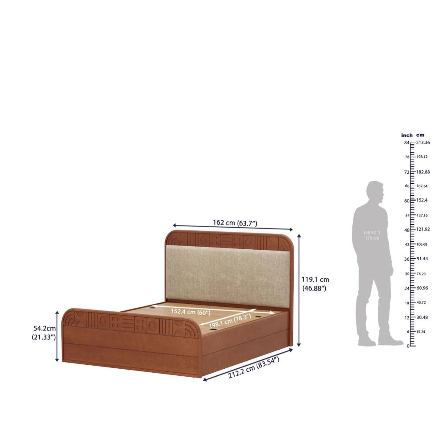Onyx Upholstery Solid Wood Bed