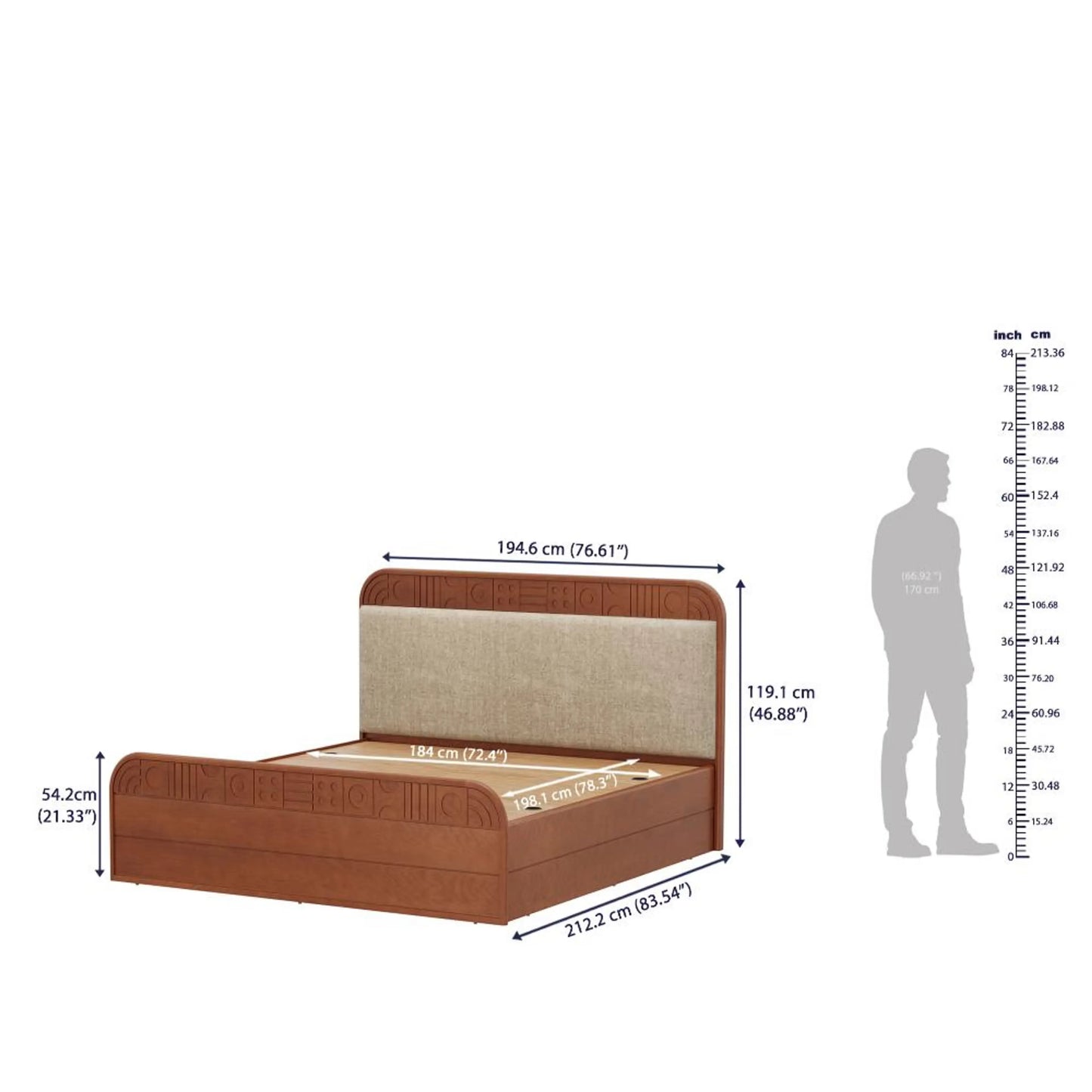 Onyx Upholstery Solid Wood Bed