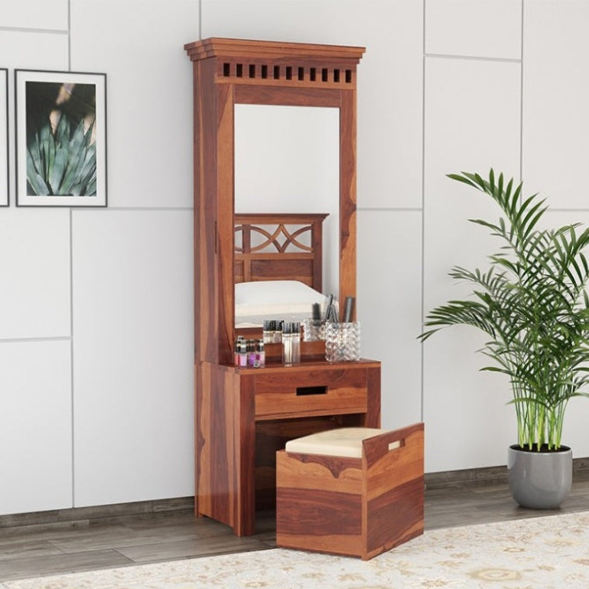 Adorin sheesham wood Dressing Unit Honey Finish 1