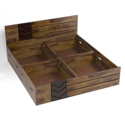 Faylin sheesham Wood Bed With Box Storage King Size (SL Teak)