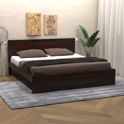 Wavatin sheesham Wood Bed Without Storage King Size (Walnut)