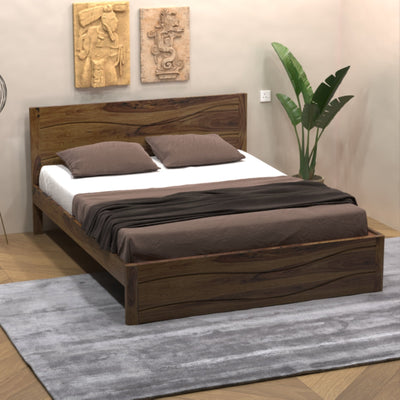 Wavatin sheesham Wood Bed Without Storage Queen Size (SL Teak)