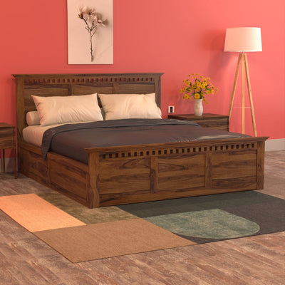 Adorin sheesham Wood Bed With Box Storage King Size (SL Teak)