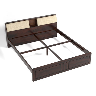 Stoklin sheesham Wood Bed Without Storage King Size (Walnut)