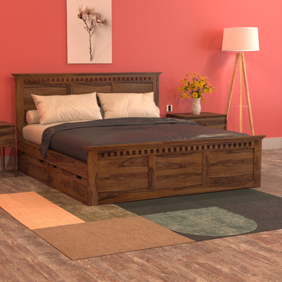 Adorin sheesham Wood Bed With Storage King Size (SL Teak)