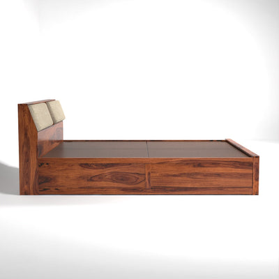 Stoklin sheesham Wood Bed With Hydrolic Storage Queen Size (Honey Finish)