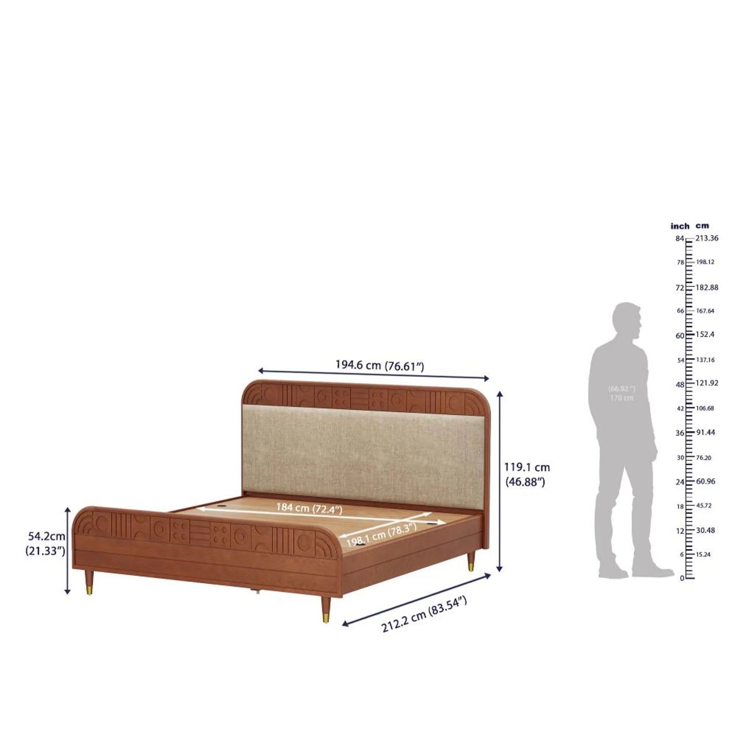 Onyx Upholstery Solid Wood Bed