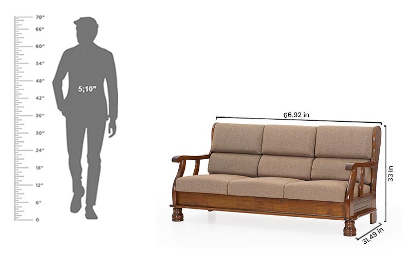 Cashton premium sheesham Wood 3+1+1 sofa set Honey Finish 6