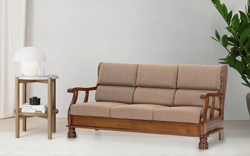 Cashton premium sheesham Wood 3+1+1 sofa set Honey Finish 7